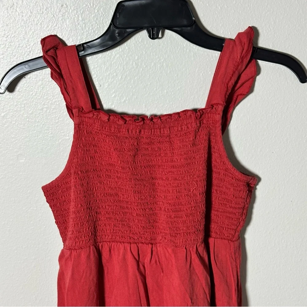 Old‎ Navy Kids Girl Orange Embroidered Dress Smocked Floral Hem size L(10/12)